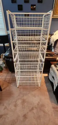 Large 8 Sliding Drawer Baskets Wire Mesh Storage Stand 21in x 17