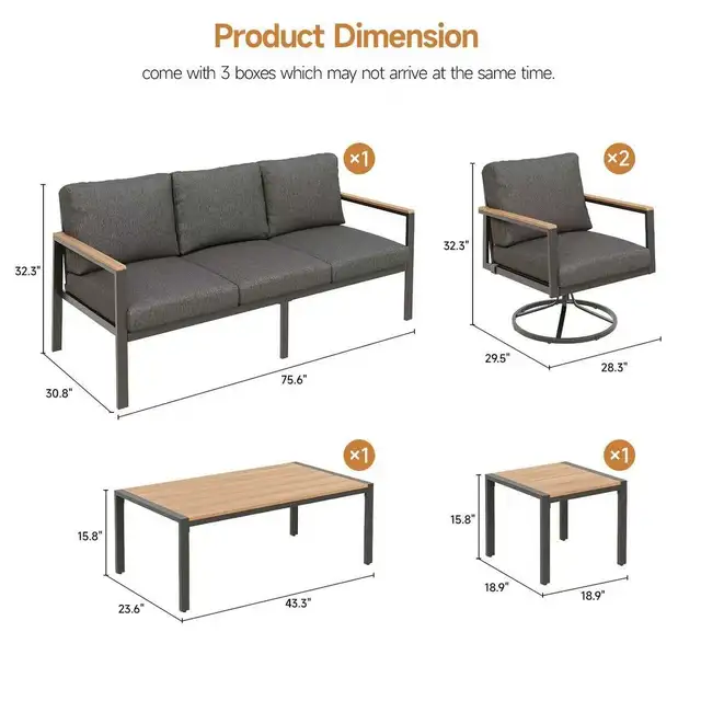 5 PC Outdoor Patio Furniture Set, 360° Swivel Rocker Chairs in Patio & Garden Furniture in Markham / York Region - Image 7