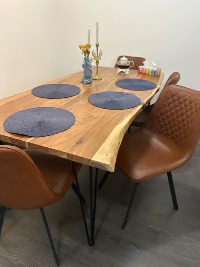 6-8 person Dining table with bench and 4 chairs , View more