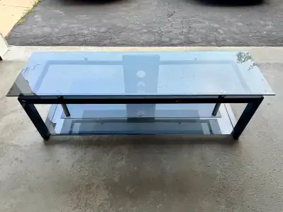 Glass and metal TV stand, View more
