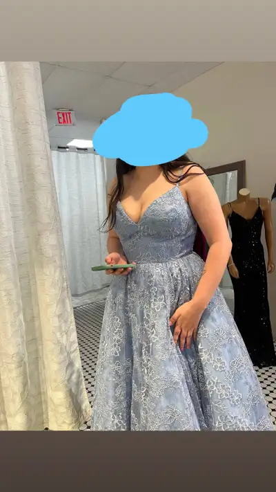 open lace back dress Turquoise Prom Dress,Halter Prom Dress with Train,Backless Evening Dress PD00026, US24W / Dark Navy