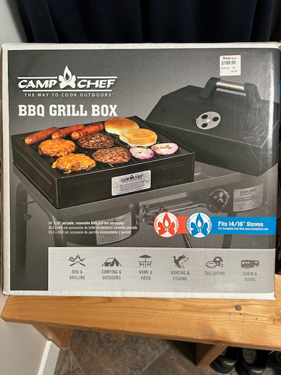 CAMP CHEF BBQ GRILL BOX-New in box. Decided to go with larger model. Fits 14-16". Made with Cast Iro...