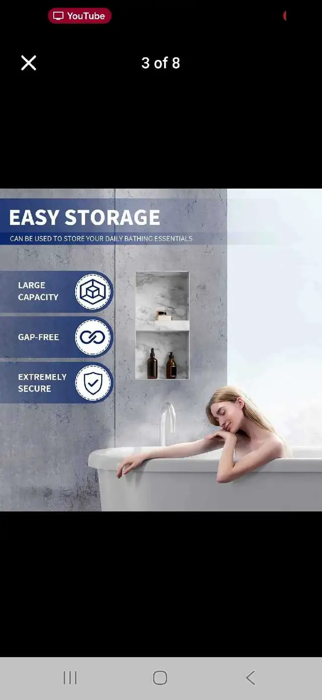 Waterproof Built-In Shower Niche with Adjustable Shelf — 306×608 in Plumbing, Sinks, Toilets & Showers in City of Montréal - Image 4