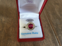 Brand New Sterling Silver Natural Ruby Sapphire Ring For Sale