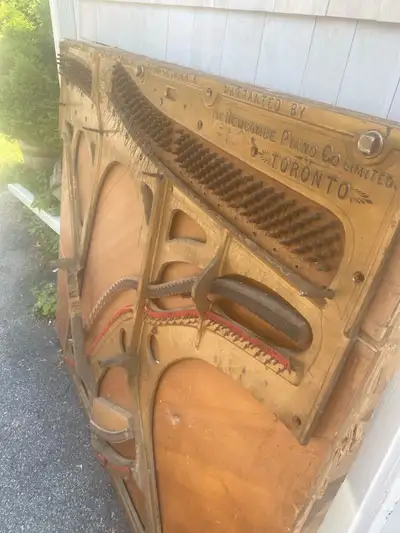 Free scrap metal and wood piano frame, View more