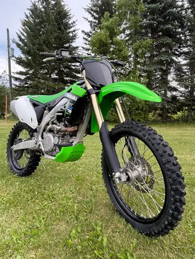 2012 KX450F TM Designworks chain sliders Renthal bars Dcor Designs seat cover Green skid plate/case...