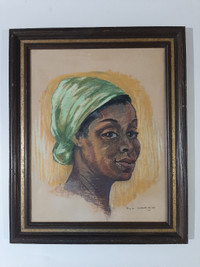 Charcoal Portrait Print - Phyllis Sabbath Wolfe 1965 Framed Art