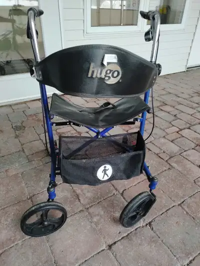 Hugo Sidekick Walker $130 Folding Rollator Walker with Seat. Lightweight. 4 wheel walker. Blue. Grea...