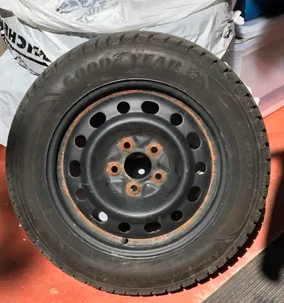 DON'T WAIT UNTIL THE FIRST SNOW TO BUY: Set of 4 Goodyear "Winter Command" M+S tires mounted on stee...