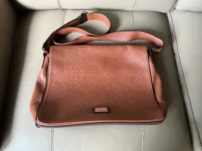 Bruno Magli Leather Messenger Bag Brown NEW, View more