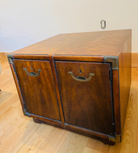 Beautiful solid wood antique end table cabinet with storage  