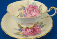 Vintage Paragon Red Cabbage Rose Cup & Saucer Double Warrant 