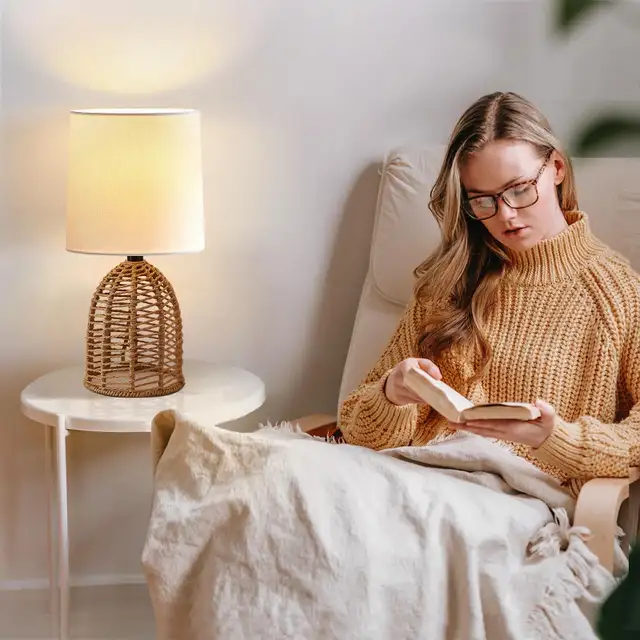 New EJIAXIN Rattan Lamp Boho Lamps Set of 2 in Indoor Lighting & Fans in City of Toronto - Image 7