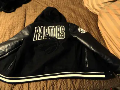 (Kids) Black Hooded Toronto Raptors varsity jacket, View more