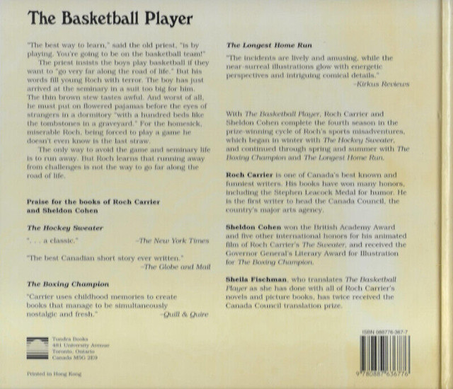THE BASKETBALL PLAYER by Roch Carrier & Sheldon Cohen Hcvr 1st in Children & Young Adult in Ottawa - Image 2