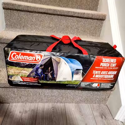 * Coleman 4-Person Cabin Camping Tent with screened porch * Quick 10-minute setup – color-coded 3-po...