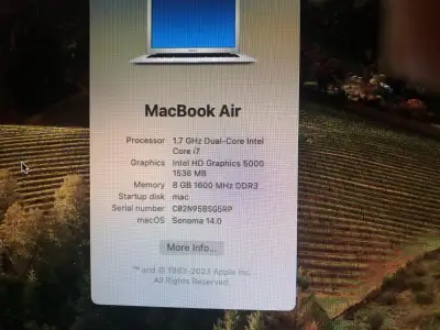 MacBook Air 2014 CPU i7 RAM 8G SSD 128G  （The speed of booting i, View more