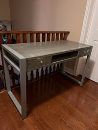 Grey desk metal and wood 