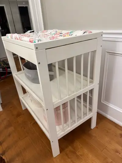 Changing Table with Mattress Pad and Baskets, View more