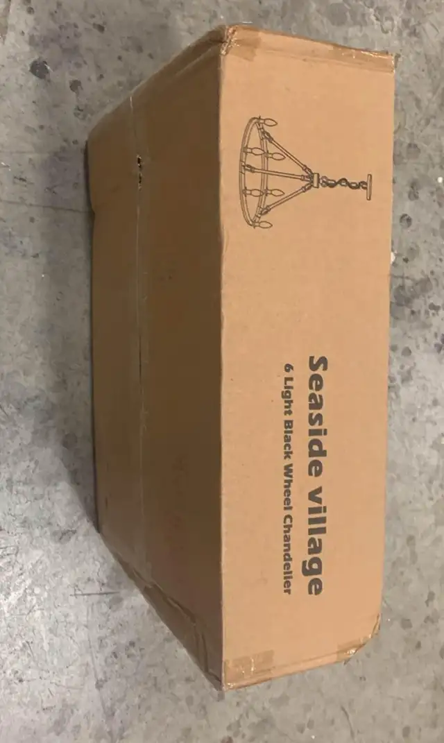 Black Farmhouse Chandelier, 6-Light Wagon Wheel Chandelier wit A in Indoor Lighting & Fans in Hamilton - Image 9