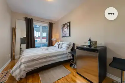 Very comfortable bed room with a private wash room in a very quiet building located very down town,...