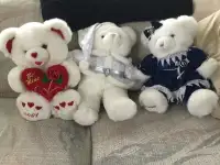3 white plush Teddy Bears