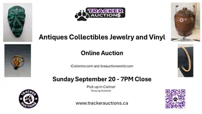 Antique Vintage Collectibles Jewelry & Vinyl Auction Sept 20th, View more