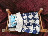 Homemade Spinning Galaxies Doll Quilt and pillow set