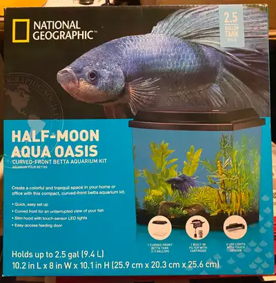 New, National Geographic Half-Moon Aqua Oasis Betta Aquarium Kit, View more
