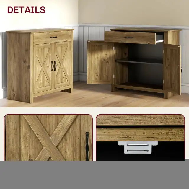 Farmhouse Sideboard Buffet Cabinet, Storage Cabinet with Barn  in Hutches & Display Cabinets in Markham / York Region - Image 7