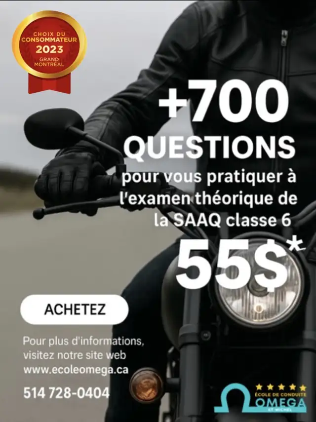 Online Preparation for the SAAQ Theory Exam – Class 6 Motorcycle
