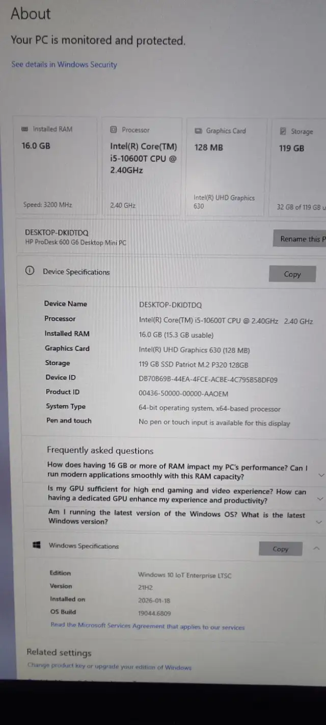HP Prodesk 600 G6 Mini PC i5-10600t in Desktop Computers in Trenton - Image 9