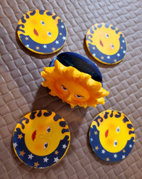 Set of 4  Aruba Sun Ceramic Coaster With Holder