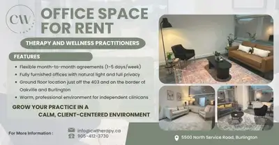 We're a thriving therapy practice offering thoughtfully designed office space for therapy or wellnes...