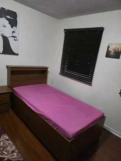 I am offering a room for rent, as shown in the photos. The room includes a bed with a headboard. Thi...