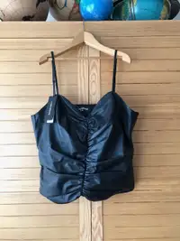 NEW Lamarque Black Leather Yasmine Camisole with tags Top MINT