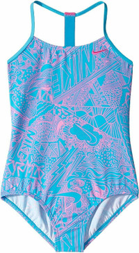 brand new: Nike youth T-back one piece, turquoise/pink,XL