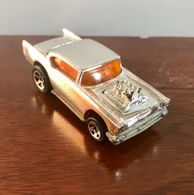 Hot Wheels 1976 ~ 57 Chevy ~ Chrome With Orange Tinted Windows, View more