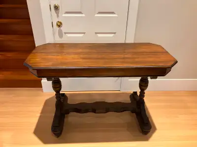 Antique (1880s) Walter & Co Console/Dining Table W/ Hidden Leaf, View more