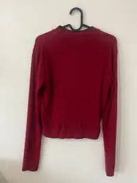 Red long sleeve top, light material, sweater