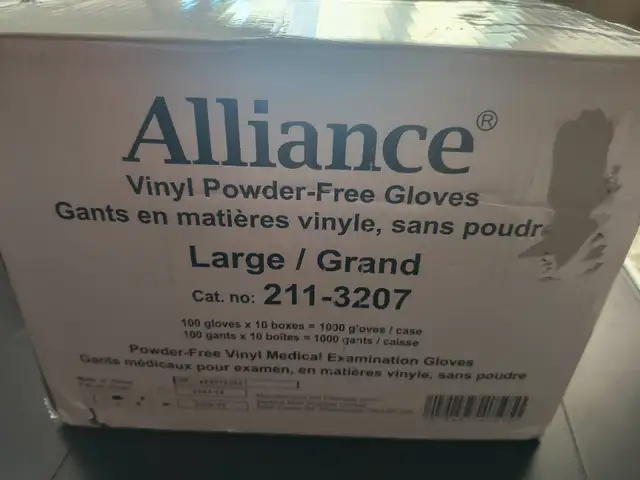 Case of Alliance Vinyl Gloves (L size, 1000 gloves total)