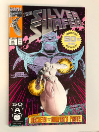 Silver Surfer #50 comic with Embossed Cover! Thanos! Approx 9.2+