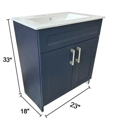 Bathroom Vanity Cabinet 23" MDF Blue + 24" Ceramic Sink, View more
