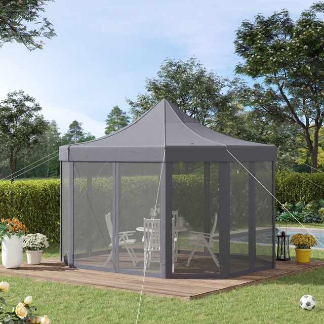 13' x 10' Pop Up Gazebo, Octagon Canopy Tent with Zippered Mesh  in Patio & Garden Furniture in Markham / York Region