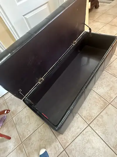 Mississauga, Storage bench ottoman $80 Dark brown leather ottoman Size marked in the pic