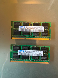 Samsung Laptop RAM 4GB 2x 2GB PC3-8500S DDR3 1066MHz