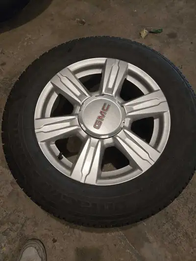 4 barely used GMC 225/65/17 inch WINTER rims tires and TPMS sensors. Lots of tread left. Selling as...
