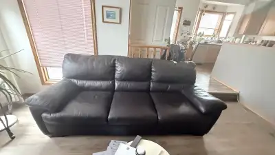 Brown Leather Couch and Love Seat, View more
