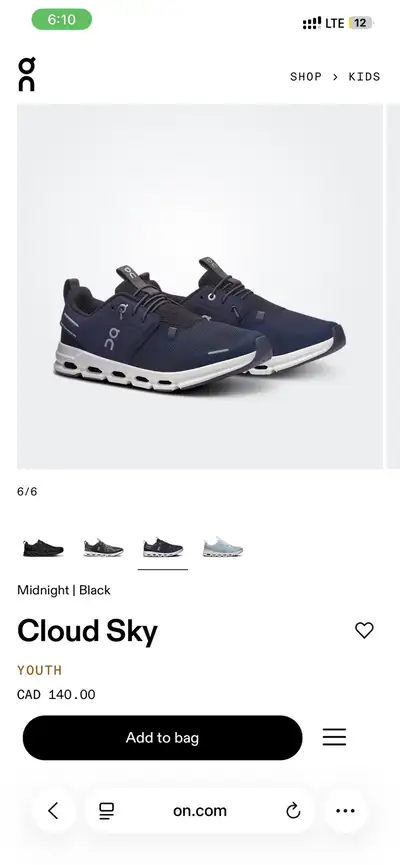 On cloud sky navy color size 4Youth , View more