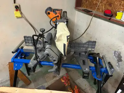 dual bevel sliding compound mitre saw, with stand, View more